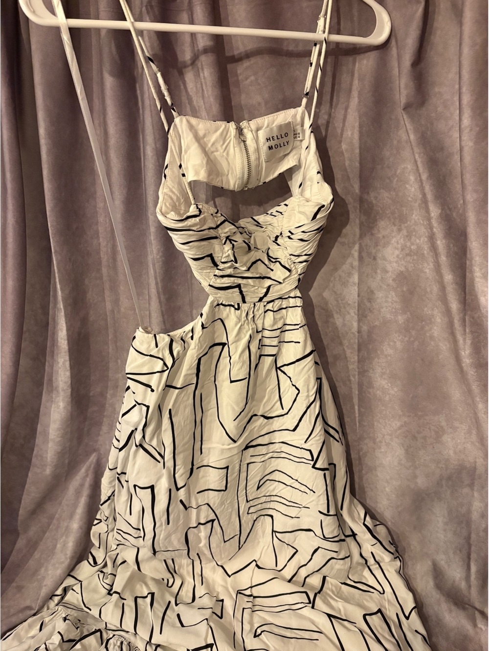 Hello Molly Made Me Twist Maxi Dress White Abstract Side Cutout Size S US 4 - Picture 6 of 9